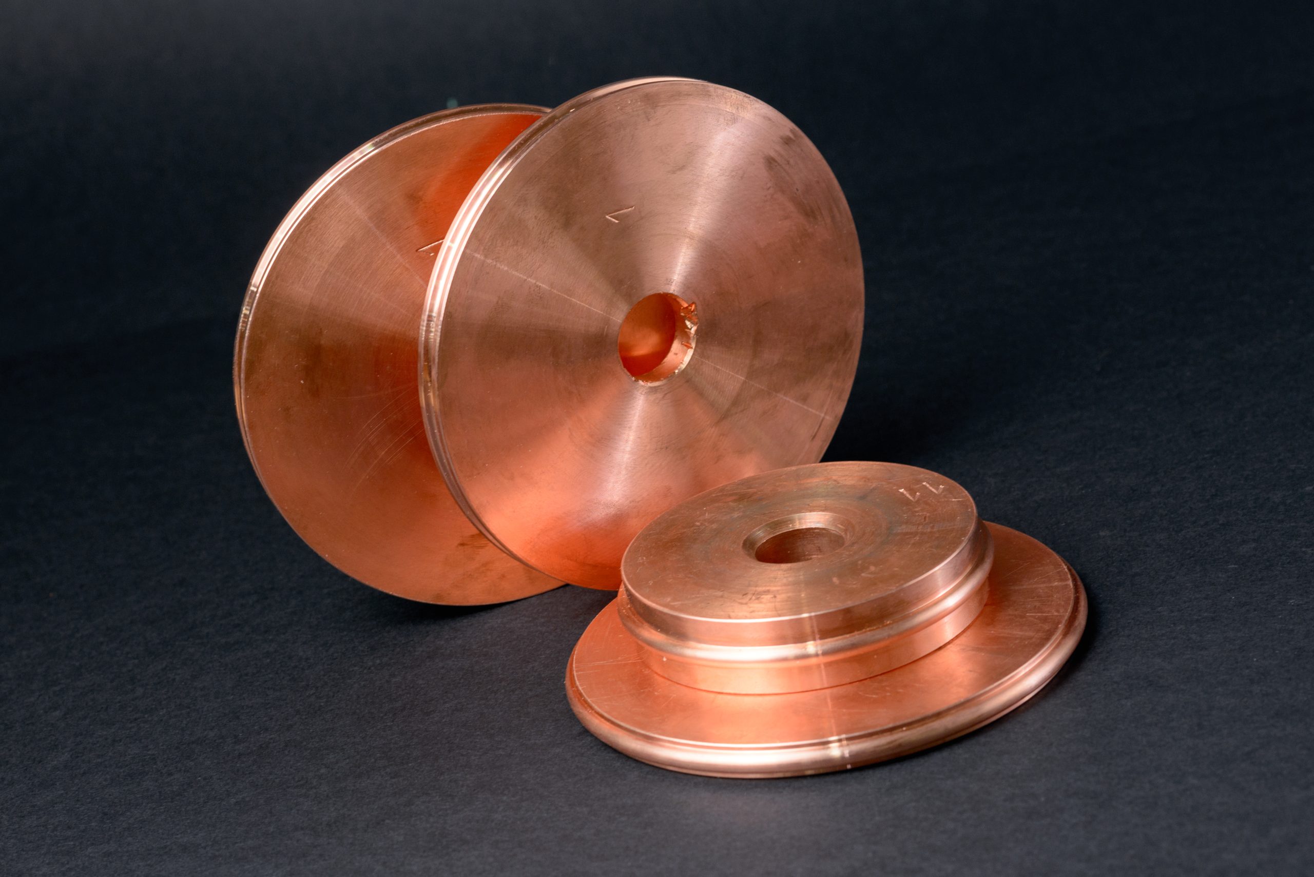 Turned Cu-ETP copper discs - semi-finished parts prepared for further surface treatment