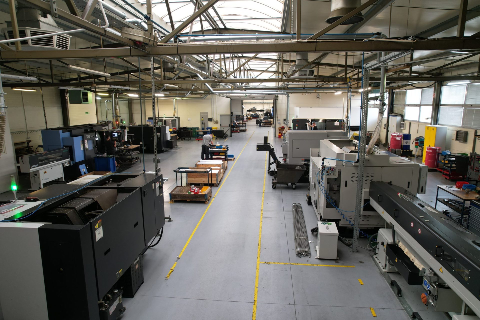 Panorama of the lathe hall with 8 CNC machine tools - Anbi-Tech machine park in Olkusz Olewin